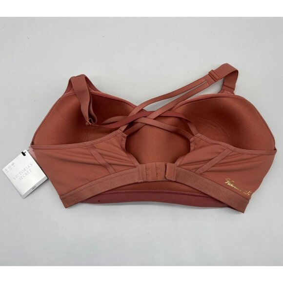 NWT Victoria's Secret Womens Wireless Bra 38DD Orange Strappy Padded Stretch - Picture 2 of 5